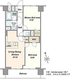 芝パークサイドハイツ 2LDKの間取図画像