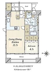 オーベル代官山DE 1SLDKの間取図画像