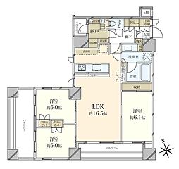 アスコットパーク東京八丁堀 3SLDKの間取図画像