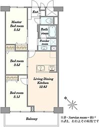 コープ野村東六郷 3LDKの間取図画像