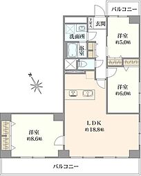大森第3スカイハイツ 3LDKの間取図画像