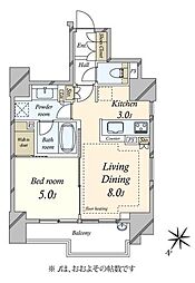 セントラルプレイス川崎 1LDKの間取図画像