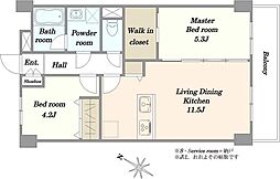 経堂コンド 2LDKの間取図画像