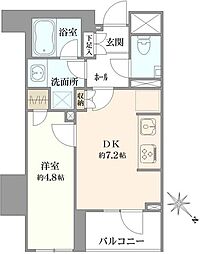 サンウッド世田谷明大前 1DKの間取図画像
