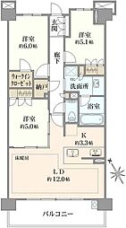 プレイスガーデン喜多見 3LDKの間取図画像