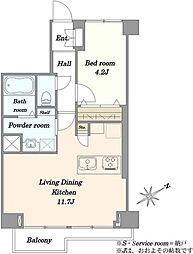 ニューウエルハイツ第2三軒茶屋 1LDKの間取図画像
