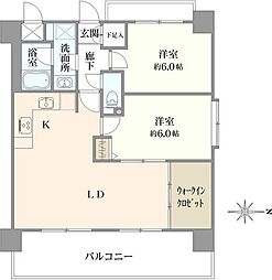 パーセル中野弥生町 2LDKの間取図画像