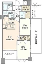 グランツオーベル中野 2LDKの間取図画像