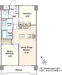 シンメイ志木マンション 2LDKの間取図画像