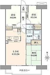 コスモ狭山ロイヤルステージ 3LDKの間取図画像