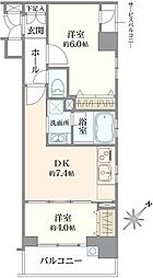 エステムプラザ凌雲閣 2DKの間取図画像