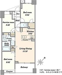 クレストラフィーネ西葛西 2SLDKの間取図画像