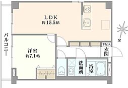 レイニオン岸町 1LDKの間取図画像
