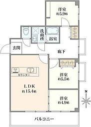 レイニオン岸町 2SLDKの間取図画像