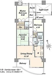 レールシティ大宮壱番館 3LDKの間取図画像