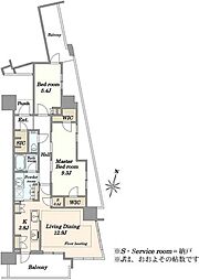 プラウドタワー川口 2LDKの間取図画像
