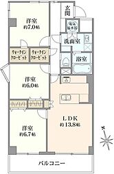 市川ガーデニア 3LDKの間取図画像