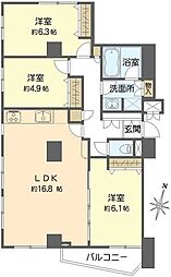 アーバンキャッスル江戸川駅前 3LDKの間取図画像