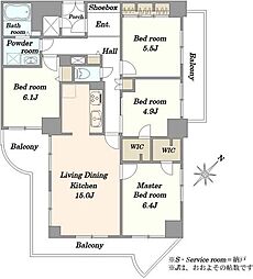 シャルマン幕張2号棟 4LDKの間取図画像