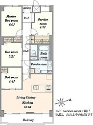 ライオンズマンション京成大久保第2 3SLDKの間取図画像