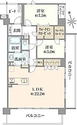 レーベン柏クリスタルアイル陽テラス 2LDKの間取図画像