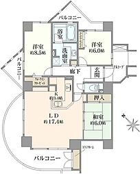 レクセル五香ツインフォルテ 3LDKの間取図画像