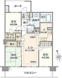 プラウドシティ柏ノーブルコート 3SLDKの間取図画像