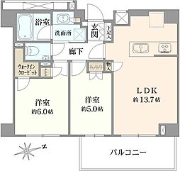 オープンレジデンシア東中野パークサイド 2LDKの間取図画像