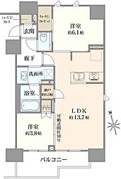 クレヴィア新御徒町 2LDKの間取図画像