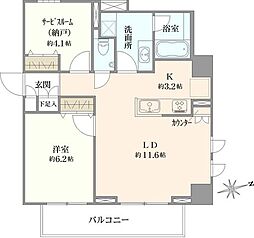 グラツィオーソ神楽坂ウエスト 1SLDKの間取図画像