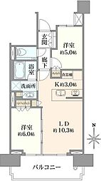シティテラス武蔵境 2LDKの間取図画像