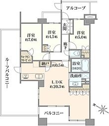 プラウド横浜岡野 3LDKの間取図画像