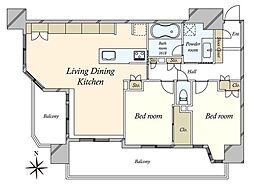 ライオンズマンション高輪 2LDKの間取図画像
