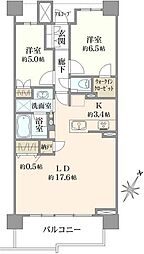 プラウドシティ新川崎 2LDKの間取図画像