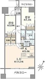 クレヴィア相模大野 2LDKの間取図画像