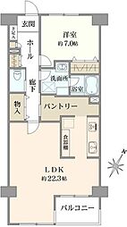 クリエート綱島 1LDKの間取図画像