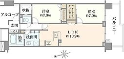 グランドメゾン東戸塚7番館 2LDKの間取図画像