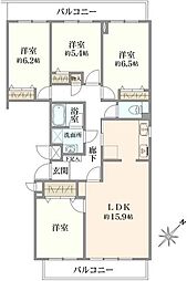 東戸塚緑の街4号棟 4LDKの間取図画像