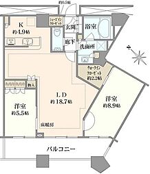芝浦アイランドケープタワー 2LDKの間取図画像