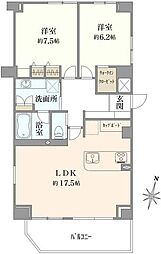 パルティール赤坂 2LDKの間取図画像