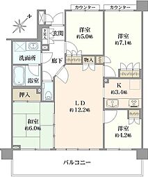 マイキャッスル稲田堤六番館 4LDKの間取図画像