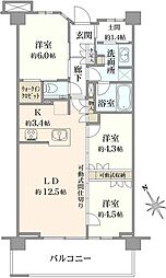 プラウド向ヶ丘遊園 3LDKの間取図画像