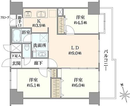 3LDK 間取り