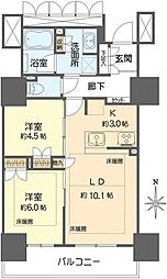 プレミストタワー靱本町 2LDKの間取図画像