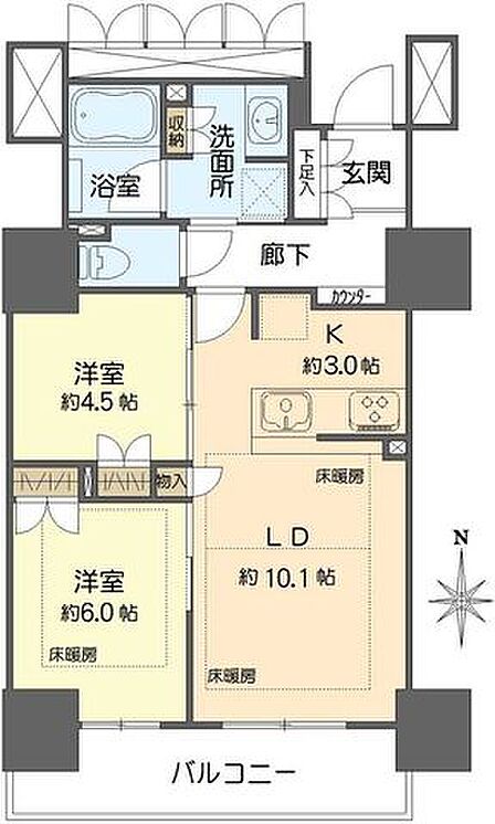 2LDK 間取り