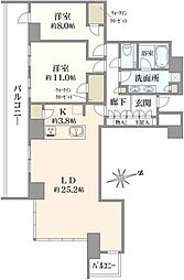 シエリアタワー大阪堀江 2LDKの間取図画像