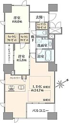 ユニハイム中之島堂島川タワーレジデンス 2LDKの間取図画像