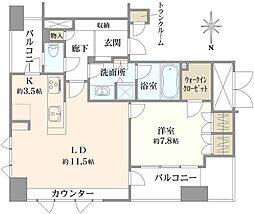 ビオール大阪大手前タワー 1LDKの間取図画像