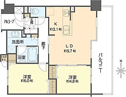 ネバーランド梅田北 2LDKの間取図画像