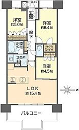 グランドパレス夕陽丘 3LDKの間取図画像